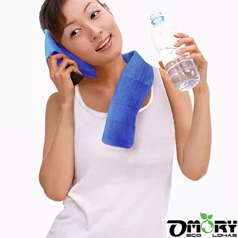 【OMORY】夏日冰涼巾超長80cm(藍色)