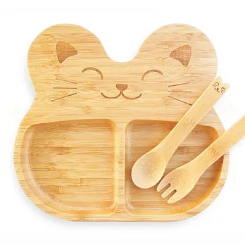 la-boos 純天然竹製兒童餐具 - 元氣Cat 貓