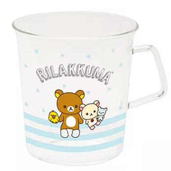 San-X 拉拉熊我愛北極熊系列耐熱玻璃水杯。藍