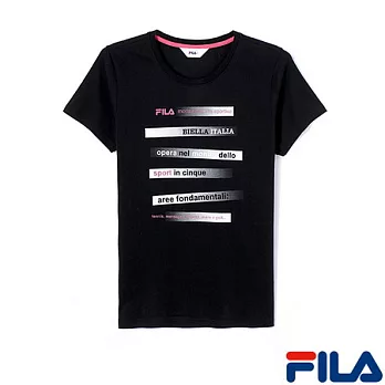 FILA女性品牌文字創意T恤5TEN-1516-BK-S時尚黑