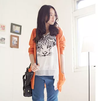 ROSE。自然氣質長版針織口袋外套橘系