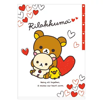 San-X 拉拉熊紅粉愛心系列五層分頁A4文件夾。紅