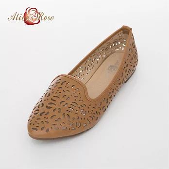 Alice’s Rose 英倫縷空造型樂福鞋36駝色