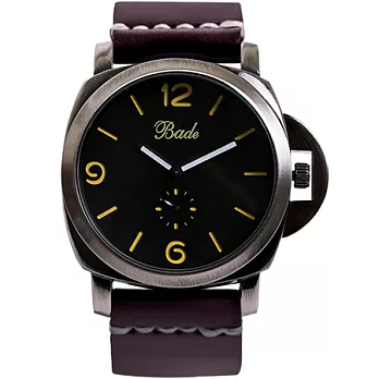 Watch-123 夢想如海-義大利風格創意皮革腕錶(黑褐色帶)