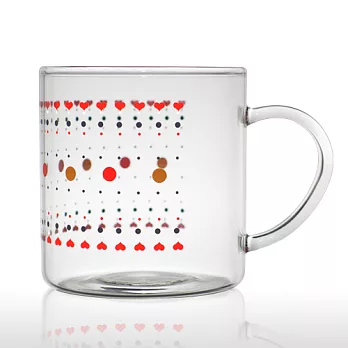 【OMORY】耐熱玻璃馬克杯-375ml(贈匙)愛心