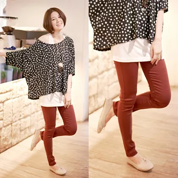 ROSE。韓系飽和色口袋內搭筆筒褲 酒紅系L