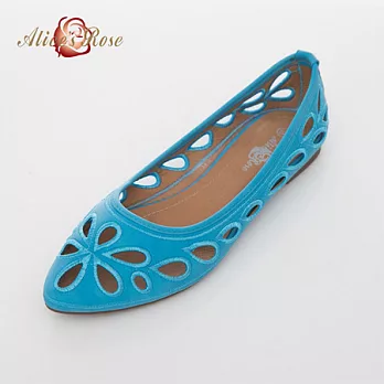 Alice’s Rose 精緻雕花縷空尖頭鞋36藍色