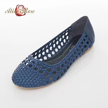 Alice’s Rose 素面典雅編織娃娃鞋36深藍色
