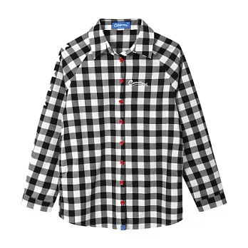 【CACO】CACO ST.美式街頭.ST繡花格紋長袖襯衫(女)FREE黑