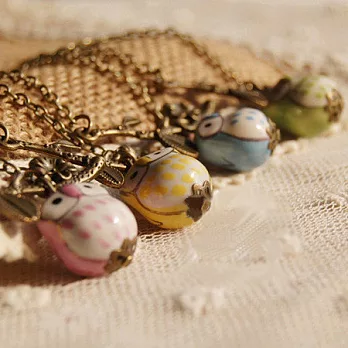 A+ accessories 童話之森-復古系森女zakka風手繪插畫長版鍊 (貓頭鷹/顏色隨機)