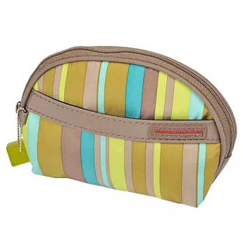 HEDGREN 彩色條紋時尚系列圓弧拉鍊零錢包果綠