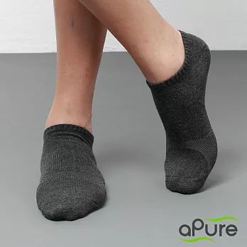 【aPure除腳臭專門健康襪】男細格配色船型除臭襪L深灰