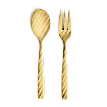 PERROCALIENTE 斜紋 點心餐具組 / 金色