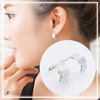 維克維娜 小歐風。鏤空玫瑰花造型 925純銀耳環