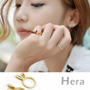 【Hera】赫拉 立體折耳免耳朵戒指/關節戒/尾戒(金色)