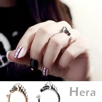 【Hera】赫拉 滿鑽立體斑馬開口戒指(二色任選)時尚銀