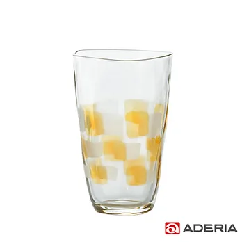 【ADERIA】日本進口格紋啤酒杯370ml(琥珀)
