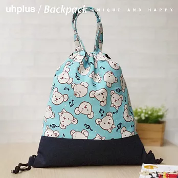 uhplus 小旅行束口背包/Handle – Teddy愛唱歌(水藍色)