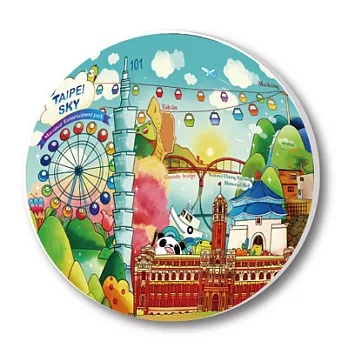 愛台灣系列_神奇陶瓷吸水杯墊_台北天空