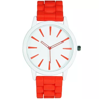 Watch-123 白色甜心-原宿簡約糖果色大錶盤腕錶(玫瑰紅)
