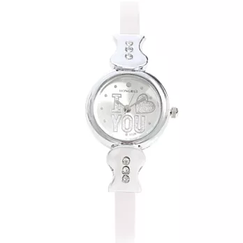 Watch-123 米蘭時尚-夏天特銷金屬塑片雙材質手鍊錶(白)