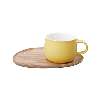 Kinto / FIKA 小輕食木製杯盤組（黃）