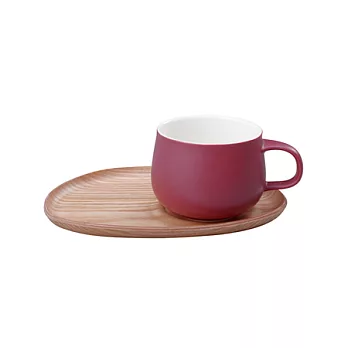 Kinto / FIKA 小輕食木製杯盤組（紅）