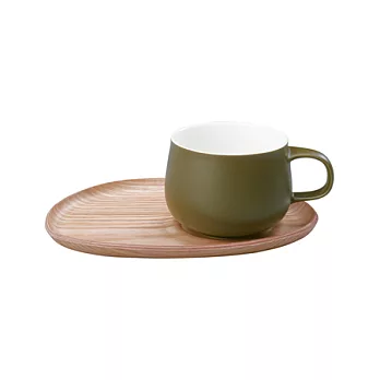 Kinto / FIKA 小輕食木製杯盤組（綠）