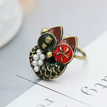 ECO安珂.復古低調貓頭鷹墜珍珠 耳骨夾