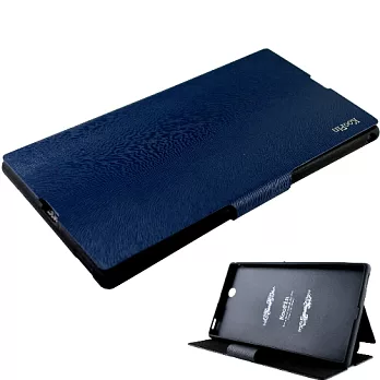 KooPin SONY Xperia Z Ultra /ZU (XL39h) 6.4吋 貂紋薄型 可立式側掀皮套伯爵藍