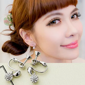 ECO安珂.俏皮球球鑲滿鑽 夾式耳環