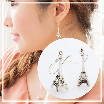 維克維娜 戀戀花都。浪漫立體巴黎鐵塔造型垂墜耳環