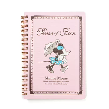 《sun-star》迪士尼復古玩心系列B6線圈筆記本(米妮粉)