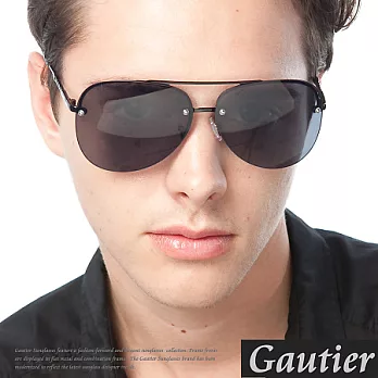 【Gautier】貝克漢時尚!飛行款太陽眼鏡-黑˙黑灰系