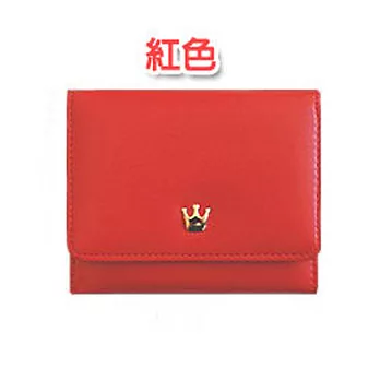 【A+ accessories】韓國金屬皇冠多功能三折短夾 (紅色)