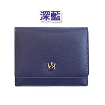 【A+ accessories】韓國金屬皇冠多功能三折短夾 (藍色)