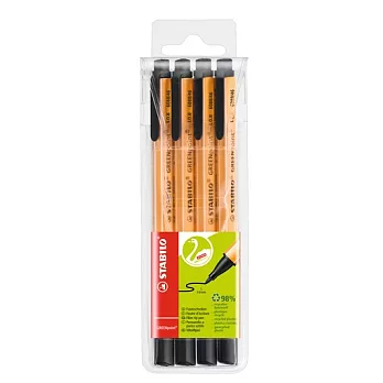 STABILO 德國天鵝牌 GREENpoint 環保簽字筆 0.8mm 1盒4支入黑色組