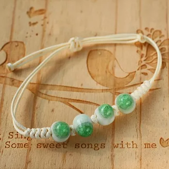 綠意滿園冰晶陶珠手串‧蝶夢東方