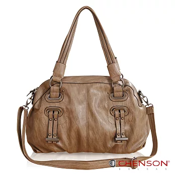 CHENSON 矜貴優雅.高貴垂釦斜肩包(附斜背帶)/可可(CG76713-T)