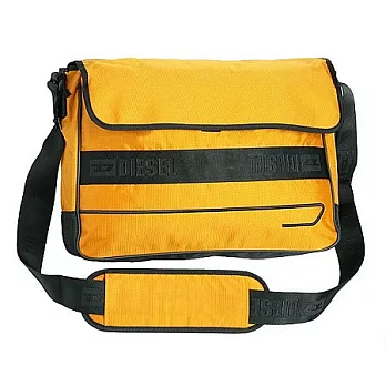 DIESEL 經典招牌系列半蓋式大型側背包 BB0679-OG橘色