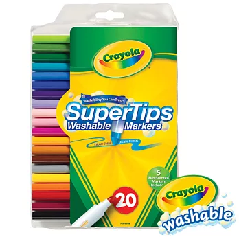 美國crayola 可水洗20色細桿彩色筆
