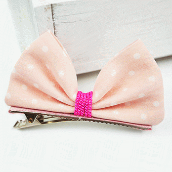【PinkyPinky Boutique】甜美點點兔耳朵蝴蝶結髮夾(粉紅色)