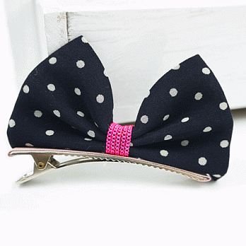 【PinkyPinky Boutique】甜美點點兔耳朵蝴蝶結髮夾(黑色)