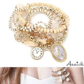 【Annick】Kitten水晶花園六圈式手鍊手環組-香草杏