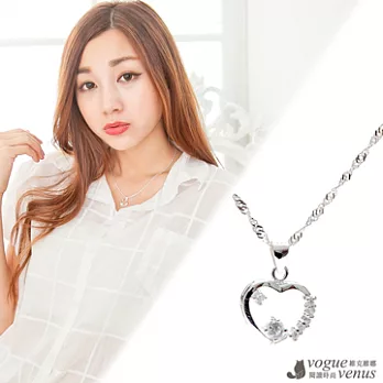 維克維娜 點點群心 心連心鑲鑽925純銀項鍊16吋