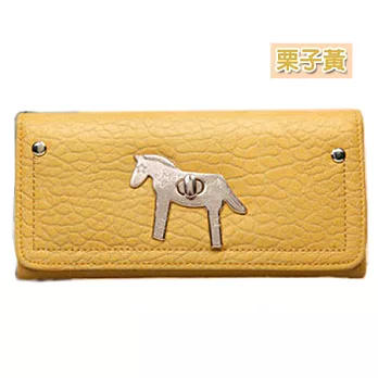 A+ accessories 韓版夢幻小馬復古翻蓋女用長夾 (栗子黃)