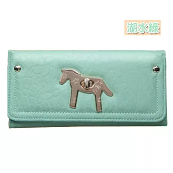 A+ accessories 韓版夢幻小馬復古翻蓋女用長夾 (湖水綠)