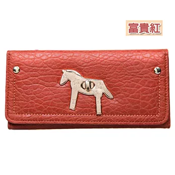 A+ accessories 韓版夢幻小馬復古翻蓋女用長夾 (富貴紅)