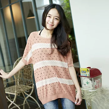 ROSE。精緻勾洞花針織上衣 梅粉系