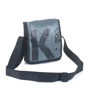 KANGOL 防水塗鴉LOGO隨身側背包灰色
